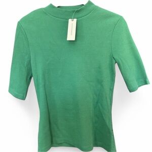 NWT Maeve by Anthropologie Green Ribbed Mock Neck Top, XS 💚
